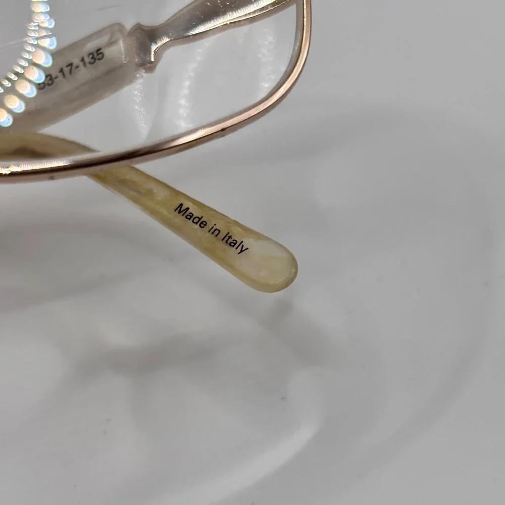 Vintage Librarian Eyeglasses Côte d'Azur‎ 53-17-135 Gold Metal Rhinestone Italy